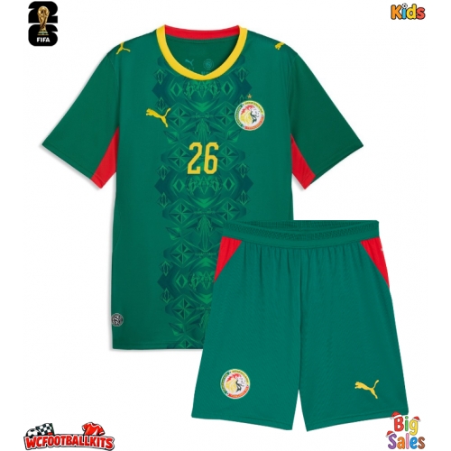 Senegal Pape Gueye #26 Replica Away Stadium Kit for Kids World Cup 2026 Short Sleeve (+ pants)
